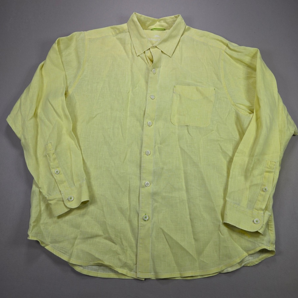 Tommy Bahama Light Yellow Linen Casual Button-Down Shirt